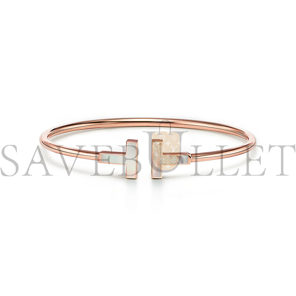 TIFFANY T WIRE BRACELET IN ROSE GOLD WITH MOTHER-OF-PEARL 63958336